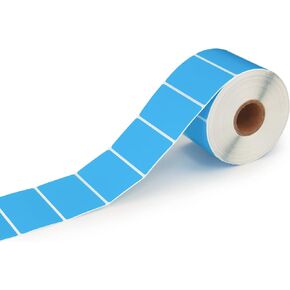 ESSENTIAL 2 1/4 x 1 1/4 Inch Blue Direct Thermal Barcodes Labels, 1000 Labels of Roll, Permanent Adhesive, Perforations Between Labels