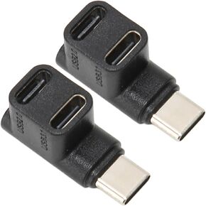 Zopsc 2pcs Type C Adapter for Switch SteamDeck, 90 Degree Angle Type C Male to Dual Type C Female Adapters, Right Angle 10Gbps 100W Charging Data 2 in 1 4K60Hz.