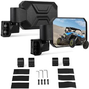 UTV Mirrors UTV Side Mirrors with 1.6" to 2" Roll Bar Cage,360° Rotate Adjustable Compatible with Can Am Maverick X3,Polaris RZR,Talon, Kawasaki Teryx, Pioneer