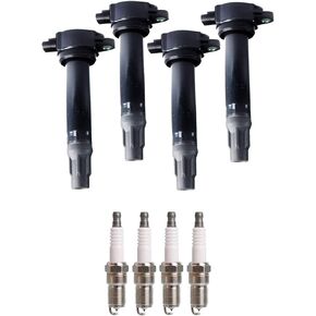 ENA Set of 4 Ignition Coil Pack 5224 Spark Plugs 2.4 2.0 L4 Compatible with Jeep Patriot Compass Dodge Journey Caliber Chrysler 200 2007 2008 2009 2010 2011 2012 2013 2014 2015 2016 for UF557 4606824A