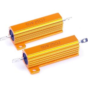 LM YN 50 Watt 25 Ohm 5% Wirewound Resistor Electronic Aluminium Shell Resistors Gold (Pack of 2)