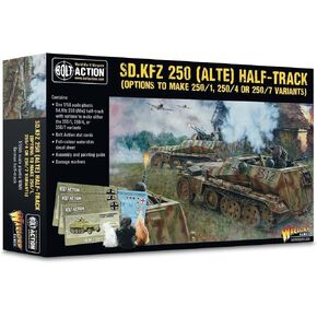 Warlord Games Bolt Action WWII Sd. Kfz (Options for 250/1, 250/4 & 250/7) Half Track 1:56 Military Table Top Wargaming Plastic Model Kit 402012053