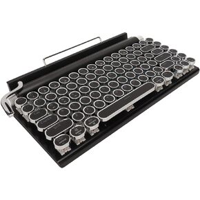 Retro Typewriter Keyboard, RGB Retro Bluetooth Mechanical Keyboard for PC Laptop Phone, Wireless Typewriter Keyboard, Three Mode Connection (Black)