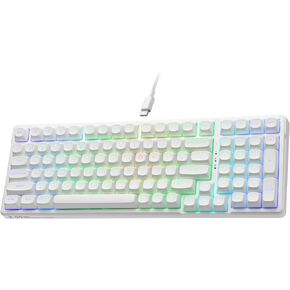HUO JI Wired Mechanical Keyboard, Hot Swappable, Pre-lubed Linear Switches, Gasket Structure with Sound Dampening Foam, RGB Backlit, 99 Keys Gaming Keyboard for PC/Mac,White