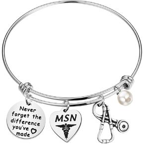 WSNANG MSN Gift Masters Of Science In Nursing Bracelet Nursing Degree Graduate Gift Never Forget The Difference You've Made Bracelet