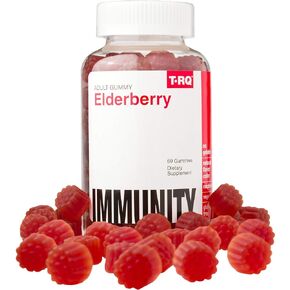 T.RQ Elderberry Gummy (Dietary Supplements), Natural Rasberry, 60 Count, Red