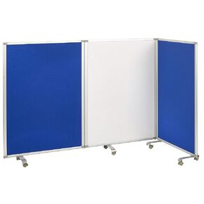 ECR4Kids Mobile Dry-Eraser and Flannel Room Divider، 3 لوحات، اللوازم المدرسية، أزرق