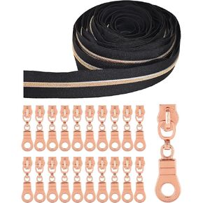 Mandala Crafts Metallic Silver Zipper Tape by The Yard #5 with Pulls - White Nylon Coil Upholstery Zippers for Sewing - Continuous Zipper Chain 10 Yard Long Zipper Roll