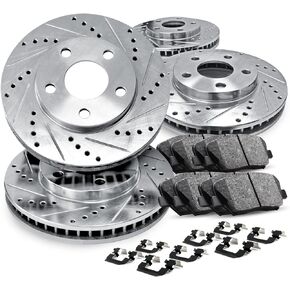 R1 Concepts Front Rear Brakes and Rotors Kit |Front Rear Brake Pads| Brake Rotors and Pads| Ceramic Brake Pads and Rotors |Hardware Kit|fits 2018-2021 Honda Accord