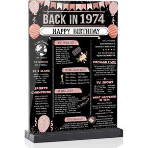 60th Birthday Party Decoration for Women, Rose Gold Back in 1964 Birthday Poster Acrylic Table Sign with Stand for Girl, 60 Years Old Birthday Gifts,Vintage 1964 Party Supply 60th Anniversary Poster