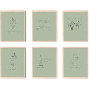 TwoDays Folk Music Inspired Posters, Song Lyric Artwork Room Decor for Fans Gifts, Singer Merch, Album Wall Art Prints for Bedroom. (8" X 10", Set of 6, UNFRAMED)