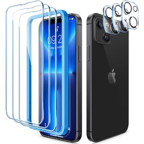 CANSHN 3 Pack Screen Protector for iPhone 11 [6.1 inch] + 3 Pack Tempered Glass Camera Lens Protector with Easy Installation Frame, Anti-Scratch, Case Friendly, 9H Hardness, HD Clear Film [6 Pack]