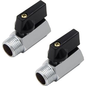 Brass Mini Ball Valve 3/8" NPT Female x Male Thread Shut Off Valve Chrome Plated (Pack of 2)
