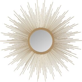 Madison Park Wall Décor Fiore Metal Sunburst Mirror for Living Room - Home Accent, Ready to Hang Bedroom Decoration, 29.5" Diameter, Silver