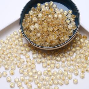 1000pcs Transparent Letter Beads Gold Alphabet Beads Acrylic Letters A-Z Beads Flat Round Transparent Craft Beads 4 * 7mm for Jewellery Crafts (47 Transparent-Gold)