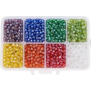 PH PandaHll 6/0 Blue Seed Beads, 1900 Pcs 4mm Seed Beads Pony Beads Blue Beads Glass Seed Beads Waist Beads 8 Colors Winter Beads Spacer Czech Beads for Bracelets Necklaces Jewelry Making