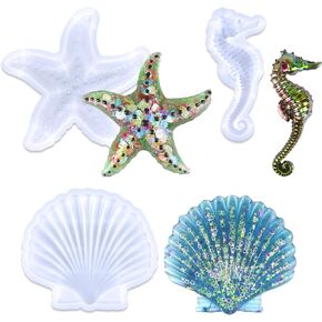 3 Pcs Marine Resin Molds Set Seahorse Octopus Crab 3D Animal Silicone Epoxy Molds for DIY Resin Concrete Desktop Aquariums Fish Tanks Ocean Animal Themed Home Decor Party Supplies Ideal Gift