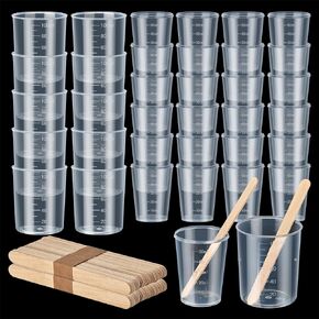 56 PCS Resin Mixing Kit,12PCS 100ML Disposable Measuring Cups,24PCS 50ML Mixing Cups for Resin,20 Wooden Stirring Sticks, Mixing Cups for Epoxy Resin, Paint Mixing, Jewelry Making