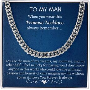 IPINK-To My Man Necklace,Boyfriend Valentines Day Gift,Mens Cuban Chain Necklace for Fiance,Men Necklaces for Him, Gift For Boyfriend,Husband Gift, Husband Necklace,Boyfriend Necklace,Boyfriend Jewelry