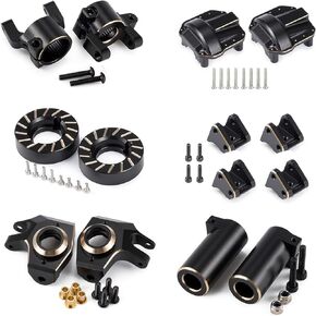 440g SCX10 II Brass Weights Set Diff Cover Steering Knuckles C Hub Link Mounts Clamping Lockouts with Wheel Counterweights for 1/10 RC Crawler AR44 Axial SCX10 Upgrades