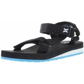 Hurley Women's Ruble Sandals, Black/Blue, 7