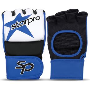 Starpro MMA Pro Grappling Gloves - Guantes de boxeo - Genuine Leather - for Sparring Training Kickboxing Martial Arts Competition - Men & Women - Dense Padding