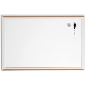 U Brands Magnetic Dry Erase Board, 30"x20", Modern White Wood Style Pin-It Frame, Includes Marker and Magnet