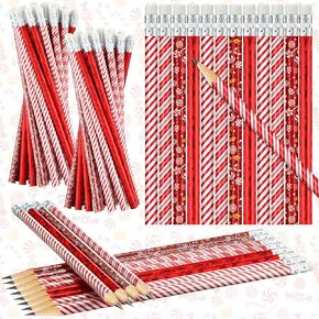 Jetec 72 Pieces Christmas Snowflake Pencils for Kids Christmas Pencils for Kids Christmas Pencils with Eraser Holiday Pencil for Christmas Gifts Party Favors Stationery Supplies (Snowflake Style)