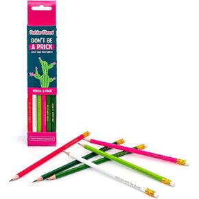Pukka Pad, Pukka Planet HB Pencils with Eraser Tip – Pack of 6 with Assorted Mottos in Gold – Sustainable and 100% Recyclable Packaging – Cactus