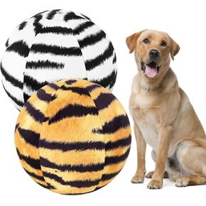 2 Pack 8.7" Big Zebra Ball and Tiger Ball Oversized Ball Dogs Giant Ball Large Pet Toys Sports Fetch Balls Outdoor Funny Plush Ball for Dog Animal Prints for Small Medium Large Dog in Kuwait