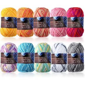 10x50g Multi Color Acrylic Yarn 50g Crochet Yarn Starter kit for Knitting Crocheting Weaving Adult and Kid Craft Projects