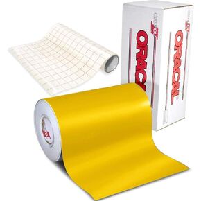 ORACAL 631 Matte Yellow Adhesive Craft Vinyl for Cameo, Cricut & Silhouette Including Free 12" x 24" Roll of Clear Transfer Paper (6ft x 12")
