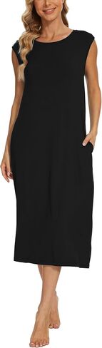 GYS Night Shirts for Women Bamboo Viscose Nightgowns with Pockets Soft Cap Sleeve Sleepwear Comfy Sleep Dress in Saudi Arabia