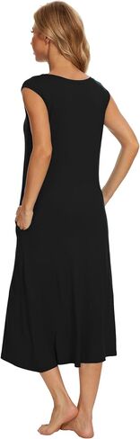 GYS Night Shirts for Women Bamboo Viscose Nightgowns with Pockets Soft Cap Sleeve Sleepwear Comfy Sleep Dress in Saudi Arabia