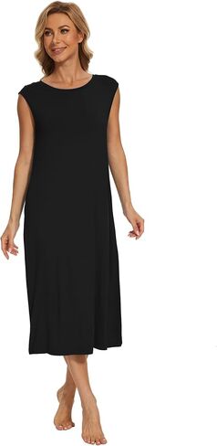 GYS Night Shirts for Women Bamboo Viscose Nightgowns with Pockets Soft Cap Sleeve Sleepwear Comfy Sleep Dress in Saudi Arabia