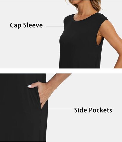 GYS Night Shirts for Women Bamboo Viscose Nightgowns with Pockets Soft Cap Sleeve Sleepwear Comfy Sleep Dress in Saudi Arabia