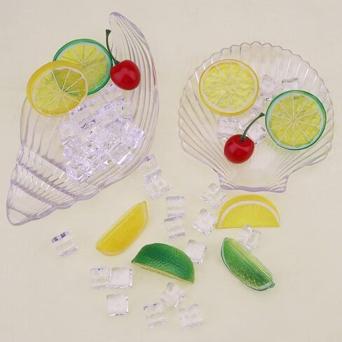 60 قطعة من نماذج الفواكه المزيفة لمحاكاة مجموعة مكعبات الثلج الشفافة، شرائح الليمون والليمون الاصطناعي كتل الكرز البلاستيكية لشريط المنزل وديكور الزفاف ودعائم الصور in Kuwait