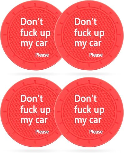 4 Pieces Silicone Crystal Car Coasters,Bling Car Cup Hoder Coaster,2.75 Inch Auto Cup Holder Insert Coasters,Anti-Slip, Car Interior Accessory Decoration (Red) in Saudi Arabia