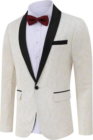Men's Tuxedo Jacket Shawl Lapel Paisley Blazer One Button Suit Jacket Floral Blazer for Wedding Dinner Party Prom in Saudi Arabia