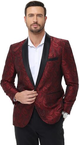 Men's Tuxedo Jacket Shawl Lapel Paisley Blazer One Button Suit Jacket Floral Blazer for Wedding Dinner Party Prom in Saudi Arabia