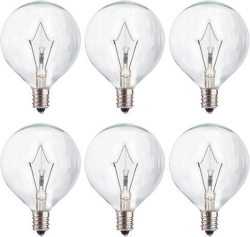 Wax Warmer Bulbs,40W Light Bulbs for Candle Lamp Wax Melter, E12 Candelabra Base Round Light Bulb for Chandelier,Table Lamp, Wall Sconces,G50/120V,6Pack in Saudi Arabia