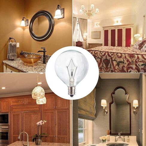 Wax Warmer Bulbs,40W Light Bulbs for Candle Lamp Wax Melter, E12 Candelabra Base Round Light Bulb for Chandelier,Table Lamp, Wall Sconces,G50/120V,6Pack in Saudi Arabia
