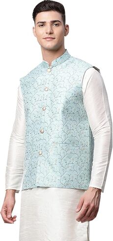 ملابس القيقب الأزهار الرجالية نهرو سترة تقليدية الهند سترة صدرية in Kuwait