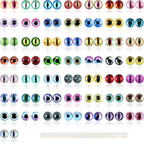 TOAOB 100pcs Assorted Colors Glass Dragon Eyes 8mm Crafts Cabochons for Clay Doll Making Sculptures Props and DIY Jewelry Making Findings in Saudi Arabia