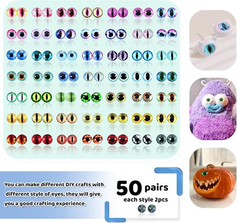 TOAOB 100pcs Assorted Colors Glass Dragon Eyes 8mm Crafts Cabochons for Clay Doll Making Sculptures Props and DIY Jewelry Making Findings in Saudi Arabia