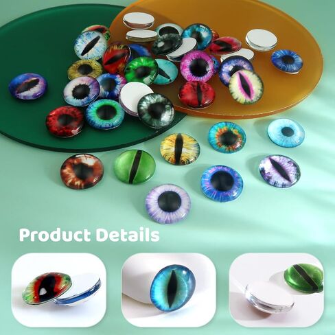 TOAOB 100pcs Assorted Colors Glass Dragon Eyes 8mm Crafts Cabochons for Clay Doll Making Sculptures Props and DIY Jewelry Making Findings in Saudi Arabia