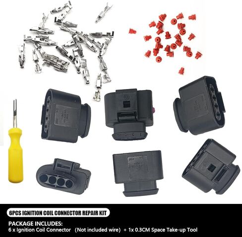 6 قطعة ملف الإشعال موصل طقم تصليح قابس كوابل مجمعة الأسلاك ث/أداة لأودي VW استبدال 4B0 973 724 4B0973724 in Kuwait