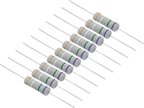 PATIKIL 5Watt 0.36 Ohm Carbon Film Resistor, 10 Pcs 5% Tolerance Resistors Axial Lead Colored Ring for DIY Projects and Experiments in Kuwait