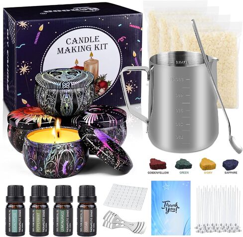 Benooa Candle Making Kit with Electric Hot Plate, DIY Scented Candle Making Supplies Set with Beeswax, Candle Wicks, Fragrance Oil, Candle Dye and Candle Jars in Saudi Arabia