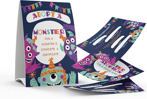 1 تبني علامة الوحش و10 مجموعة شهادات تبني الوحش، تبني حفلة، حفلة عيد ميلاد للأطفال، حفلات الفصل الدراسي/010B in Kuwait